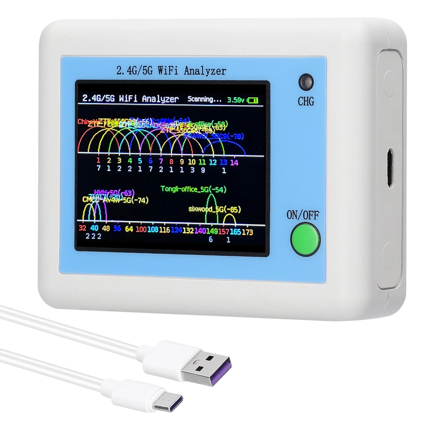 WiFi Signal Scanner with Color Display for Network Analysis
