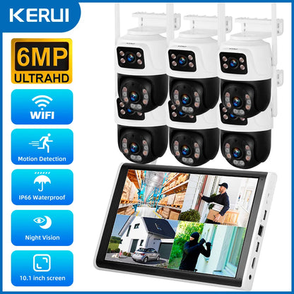 KERUI 8CH Wireless 10.1inch LCD Monitor NVR Kit 6MP WIFI IP Dual Lens Home Security Camera System Surveillance Video Recorder - Home Smart Direct