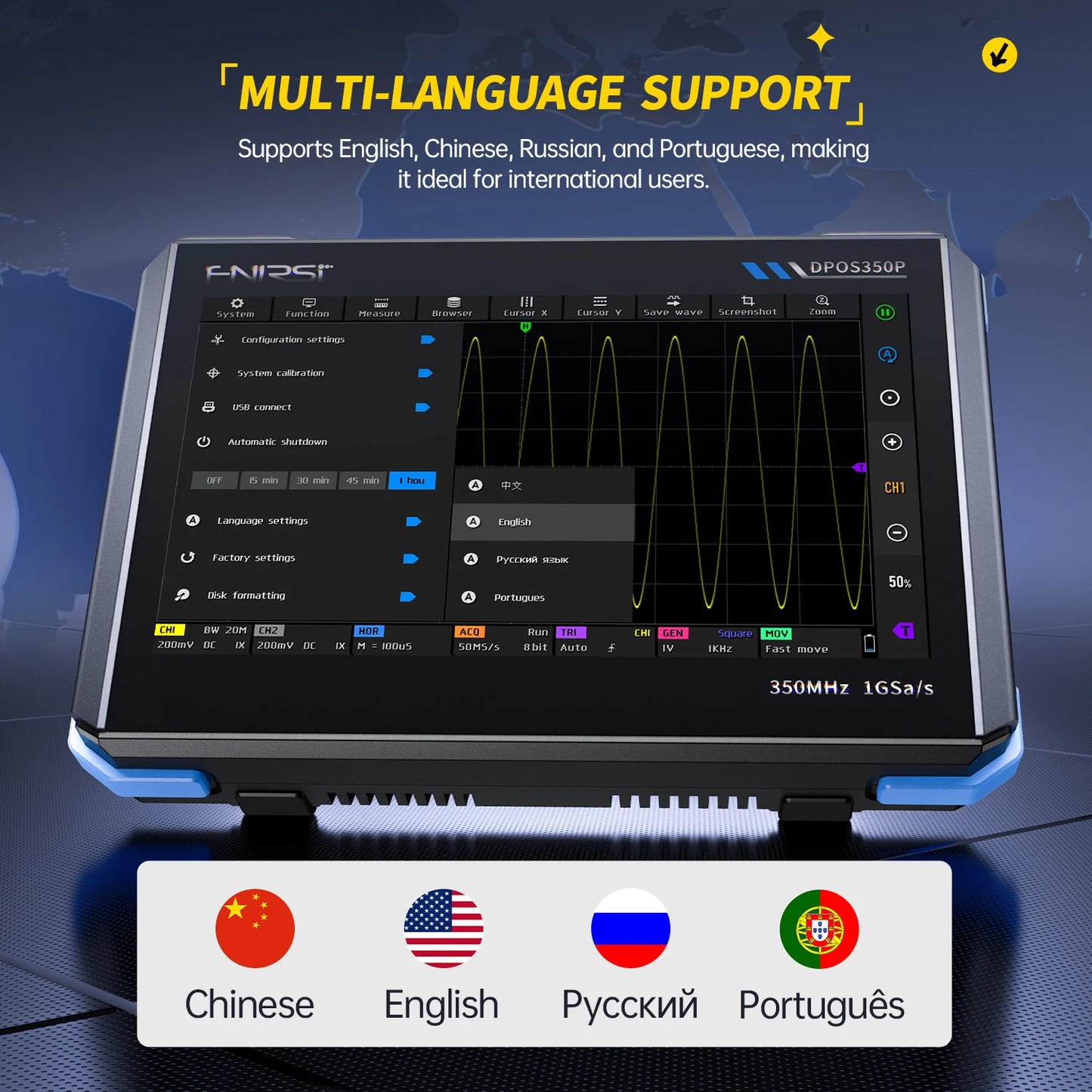 Tablet Oscilloscope with Spectrum Analyzer and Signal Generator