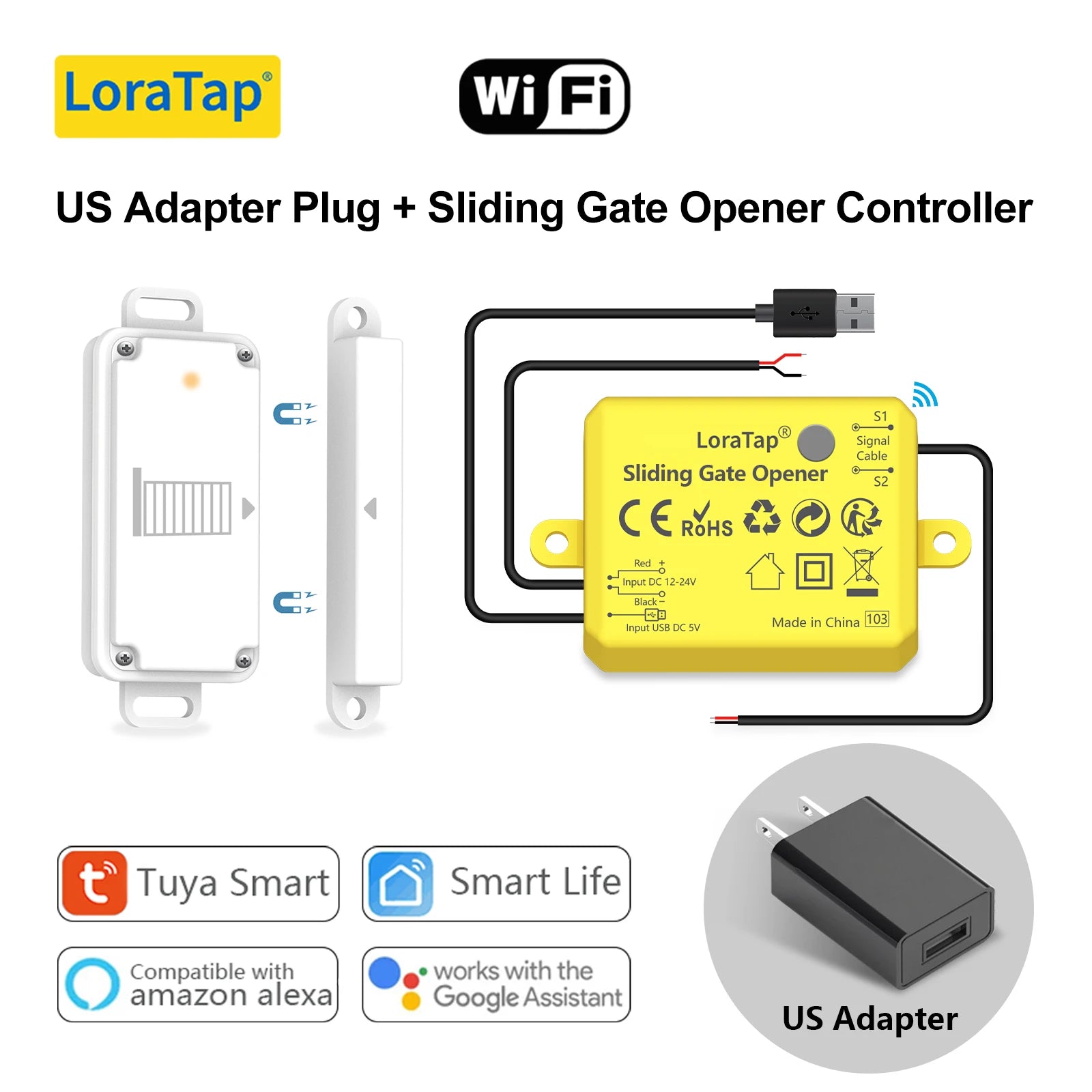 LoraTap Sliding Garage Door Opener Switch WiFi Motor Smart Life Google Home Electric Tuya Automation Slide Lock Controller - Home Smart Direct