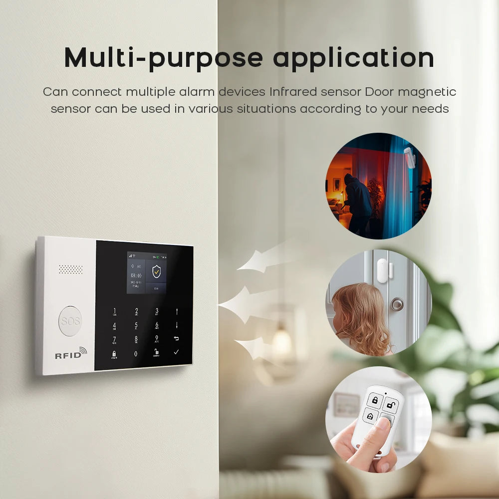 PGST WiFi 2G GSM Tuya Smart Home Life Alarm Security System Kit Alexa Automation Alarm Security Protection Door Motion Detector - Home Smart Direct