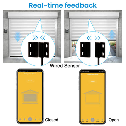 LoraTap WiFi Garage Door Opener Control Wired Sensor Contacts Tuya Smart Life Remote Control Work with Google Assistant Alexa - Home Smart Direct