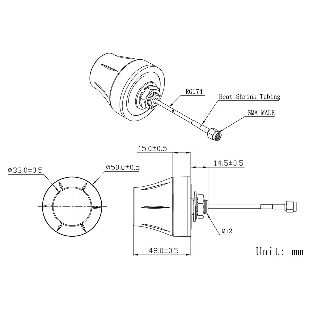 Waterproof Car GLONASS GNSS Antenna with L Band Support