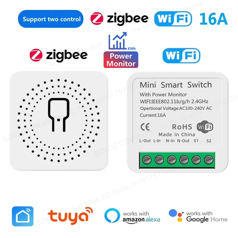 Smart Zigbee WiFi Switch with Power Monitoring and Voice Control