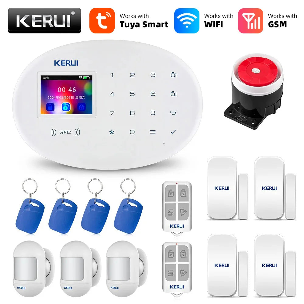 KERUI Tuya WIFI GSM Alarm System Smart Home Security Buglar RFID APP Wireless Motion Sensor Detector IP Camera Sistema de alarma - Home Smart Direct