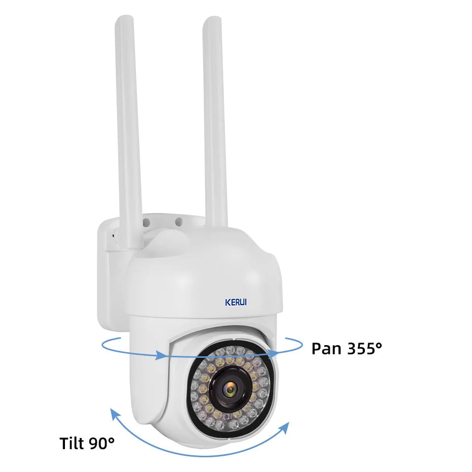 KERUI 5MP Auto-tracking PTZ IP Camera WiFi for Outdoor Ai Detection Alert CCTV Camera Color IR Light Audio Video Surveillance - Home Smart Direct