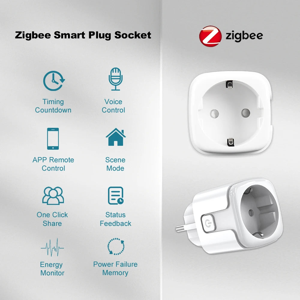 Smart Plug Zigbee with Power Monitor and Voice Control