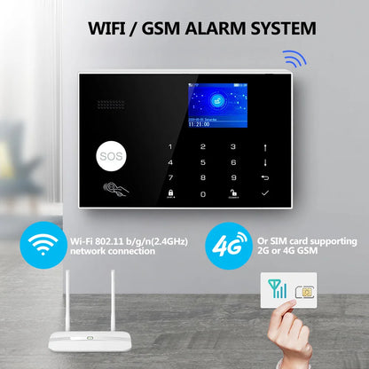 KERUI Tuya Smart Home Alarm System WiFi+4G with Touch Screen for Home Security Alarm /Home/Office/Garage Burglar PIR Sensor G34 - Home Smart Direct
