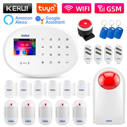 KERUI W202 Home Security Alarm Kit WiFi GSM Alarm System Tuya Smart Home Door Sensor Motion Detector Protection Remote Control - Home Smart Direct