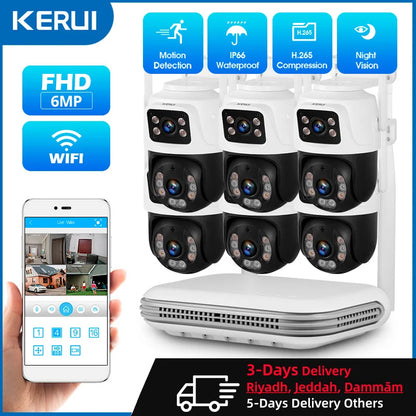 KERUI Waterproof 6MP HD Wireless Dual Lens PTZ WIFI IP Home Security Surveillance Camera System 8CH NVR Video H.265 CCTV Kit - Home Smart Direct