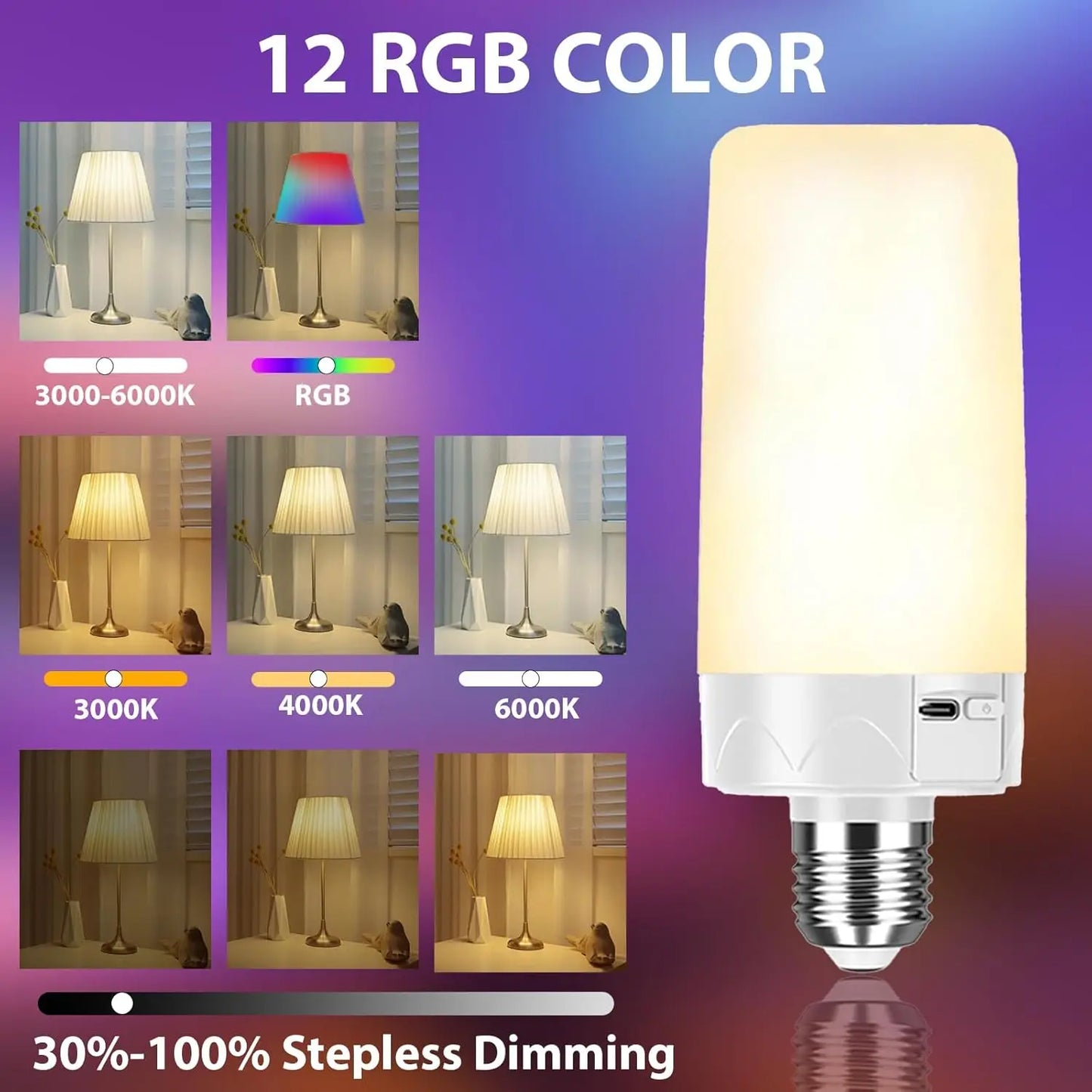 Rechargeable Emergency LED Bulb with Remote and RGB Colors - Home Smart Direct