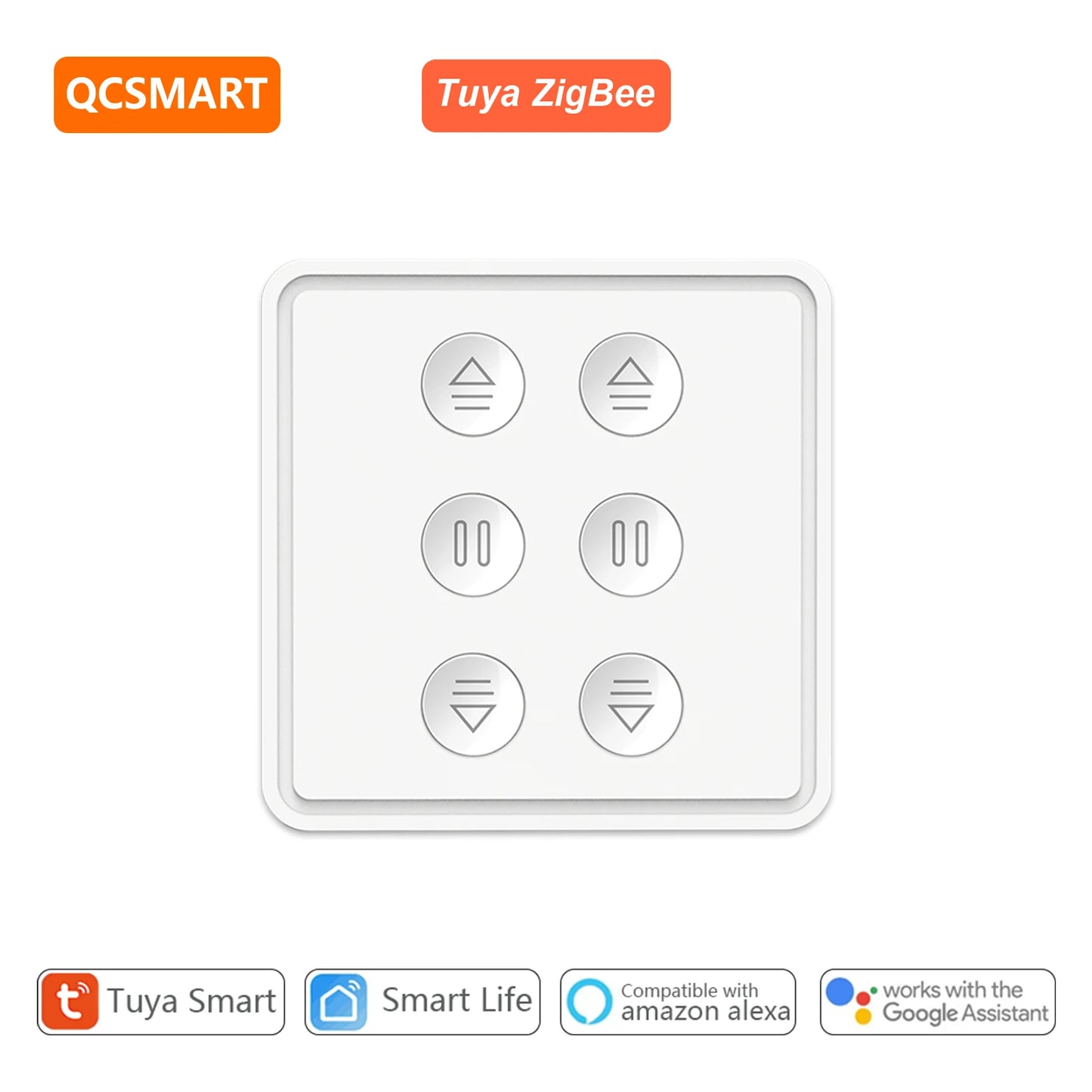 Tuya ZigBee EU US Dual Curtain Pushbutton Touch Panel Switch Tubular Motors Smart Life App Remote Control Google Assistant Alexa - Home Smart Direct