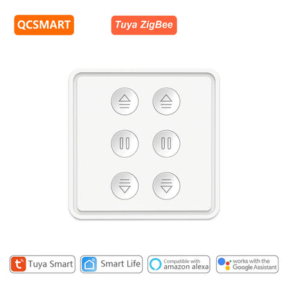 Tuya ZigBee EU US Dual Curtain Pushbutton Touch Panel Switch Tubular Motors Smart Life App Remote Control Google Assistant Alexa - Home Smart Direct
