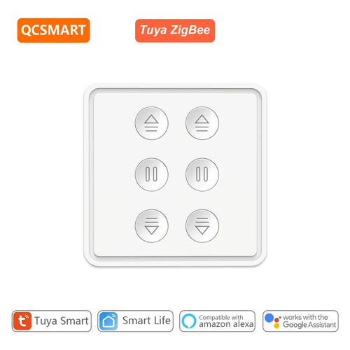 Tuya ZigBee EU US Dual Curtain Pushbutton Touch Panel Switch Tubular Motors Smart Life App Remote Control Google Assistant Alexa - Home Smart Direct