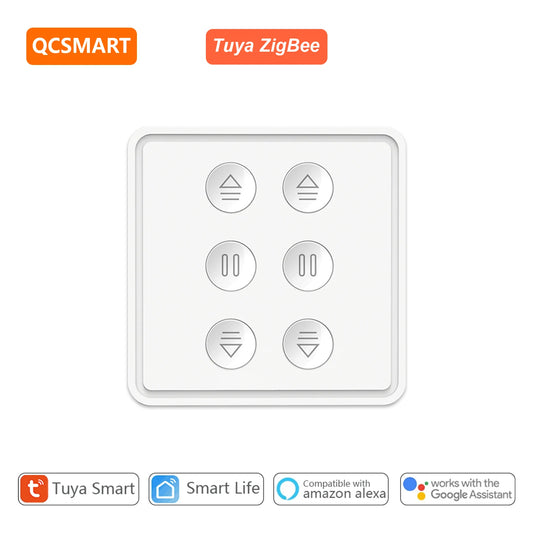 Tuya ZigBee EU US Dual Curtain Pushbutton Touch Panel Switch Tubular Motors Smart Life App Remote Control Google Assistant Alexa - Home Smart Direct