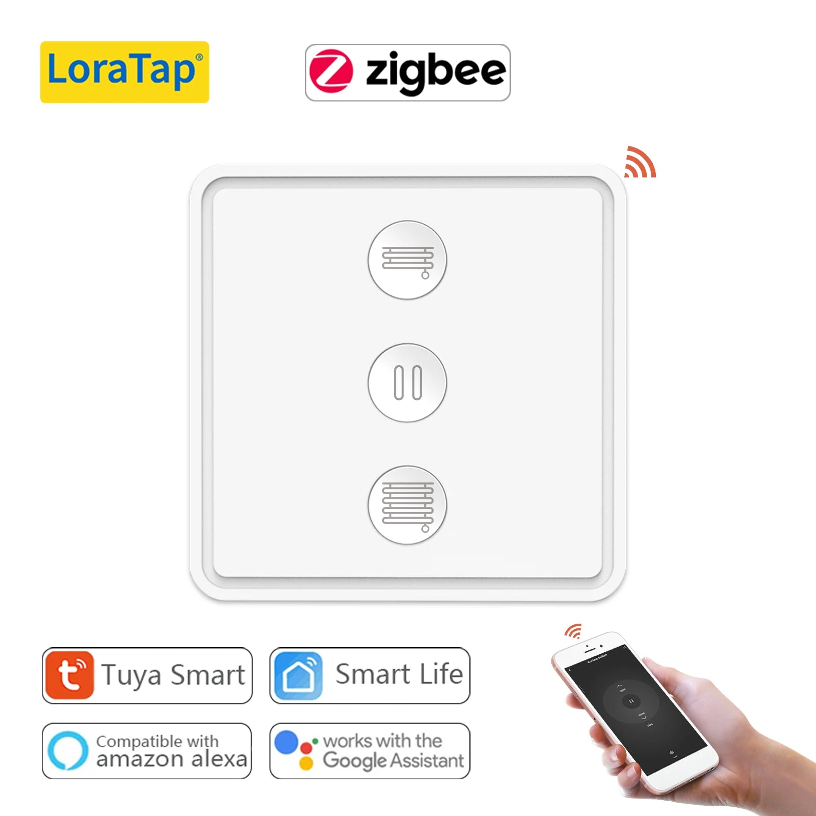 LoraTap Tuya Smart Life ZigBee 3.0 Roller Shutter Blinds Scene Switch Remote Controller Google Alexa Echo Home Assistant - Home Smart Direct