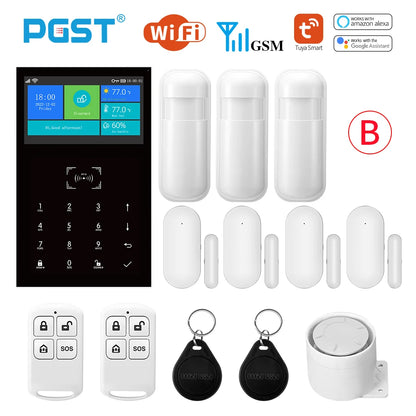 PGST PG109 Smart Tuya Alarm System 4.3 inch Screen WIFI GSM Burglar Home Security With Temperature and Humidity Function - Home Smart Direct