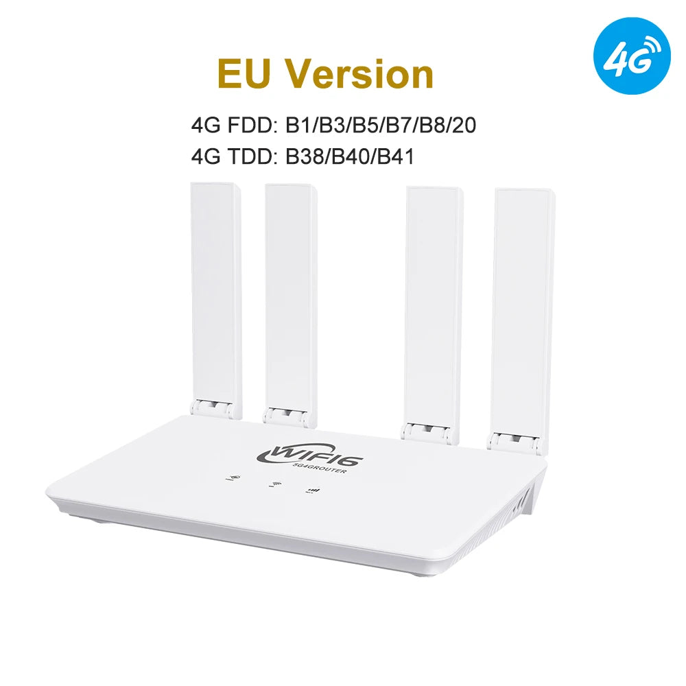 Portable 4G WiFi6 Router SIM Modem 300Mbps LAN Portable Wireless Router