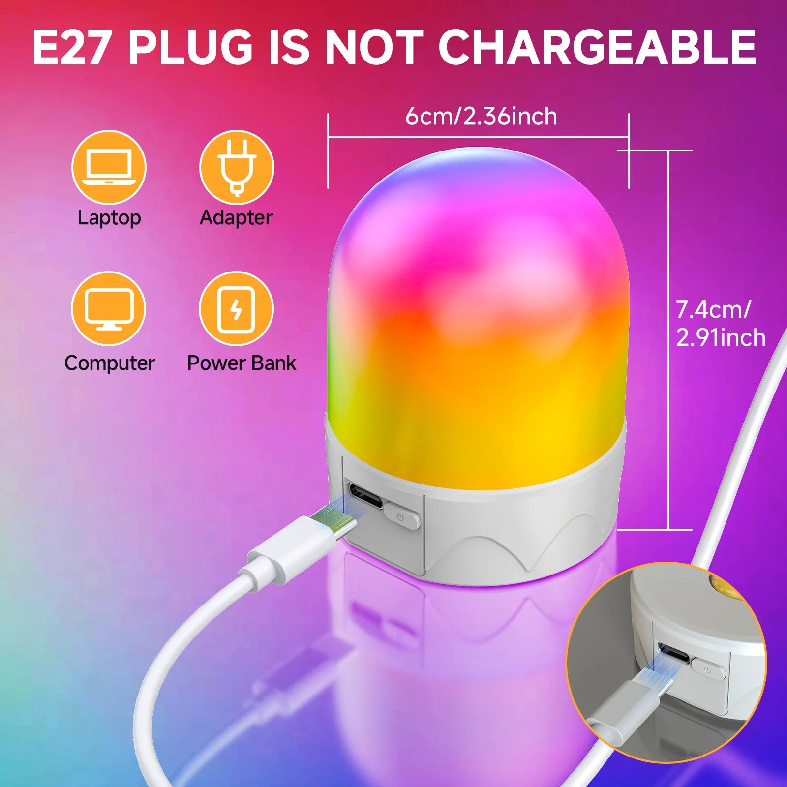 Rechargeable LED Bulb with Remote RGB for Indoor Decorative Lighting - Home Smart Direct