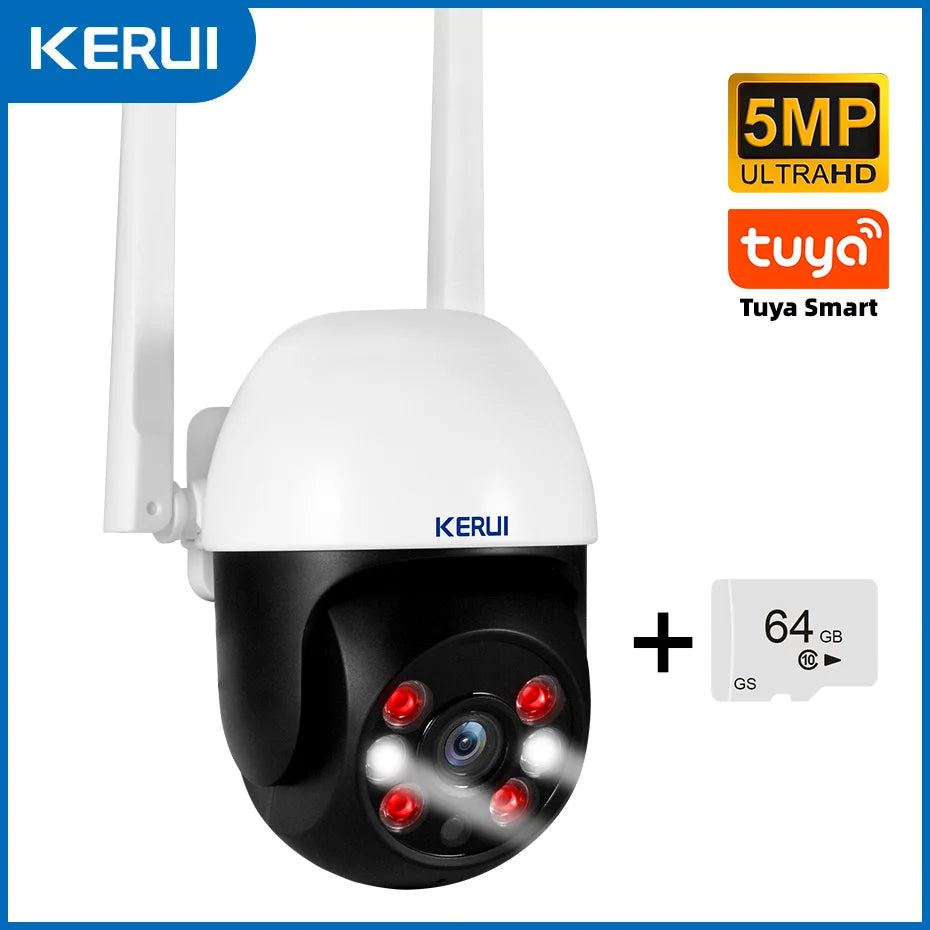KERUI 5MP 8MP 4K PTZ WiFi IP Wireless Camera Tuya Smart Outdoor Home Security Dual Lens 10MP 5K Camera CCTV Video Surveillance - Home Smart Direct