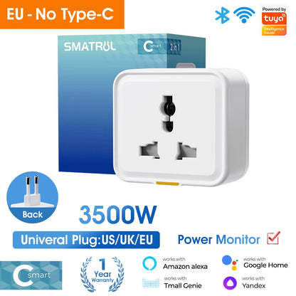 Universal Smart Plug Travel Adapter with Power Monitoring