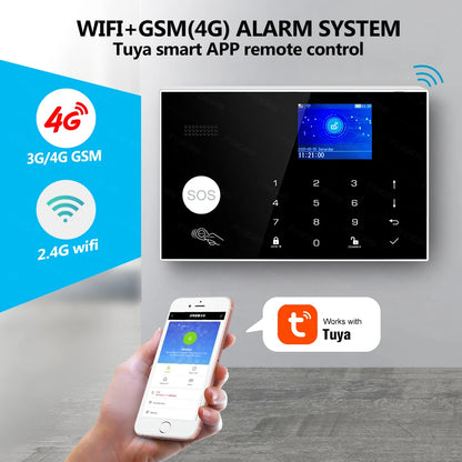 KERUI Tuya Smart Home Alarm System WiFi+4G with Touch Screen for Home Security Alarm /Home/Office/Garage Burglar PIR Sensor G34 - Home Smart Direct