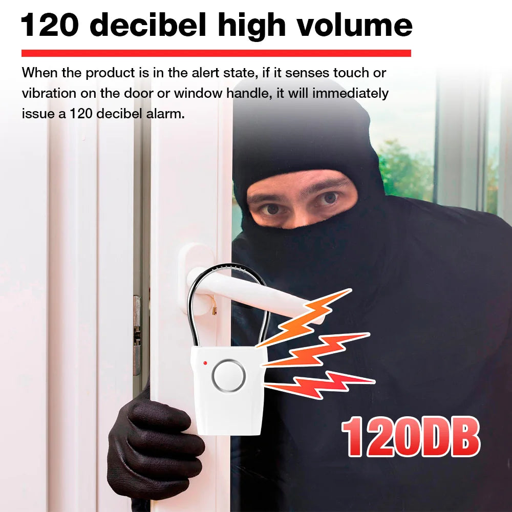 120dB Door Handle Alarm Door Security Alarm with Adjustable Settings Alarm Equipment for Door Window for Travel Hotel Security - Home Smart Direct