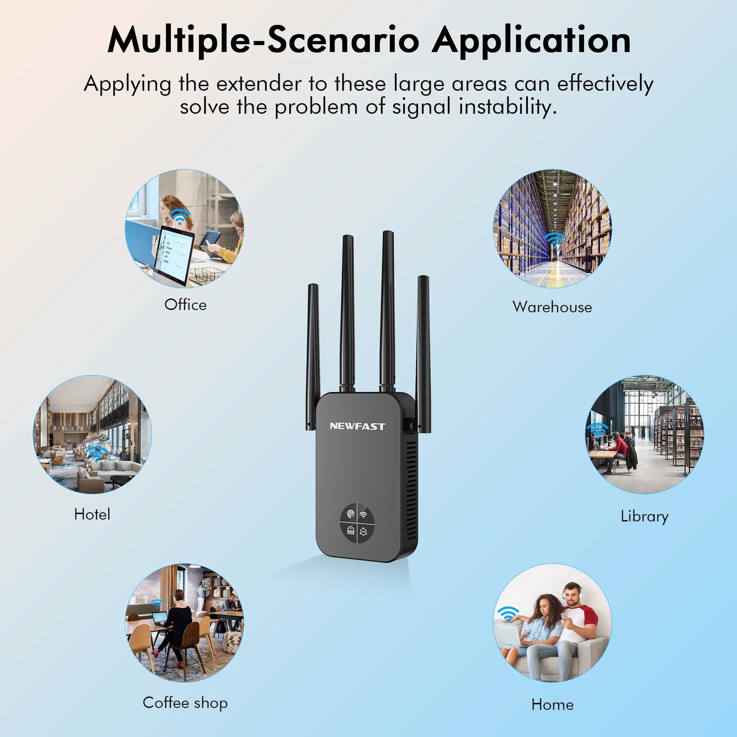 WiFi5 1200Mbps Repeater Dual Band Extender OLED Display Long Range