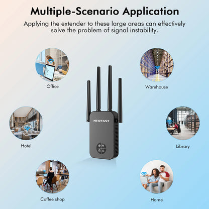 WiFi5 1200Mbps Repeater Dual Band Extender OLED Display Long Range