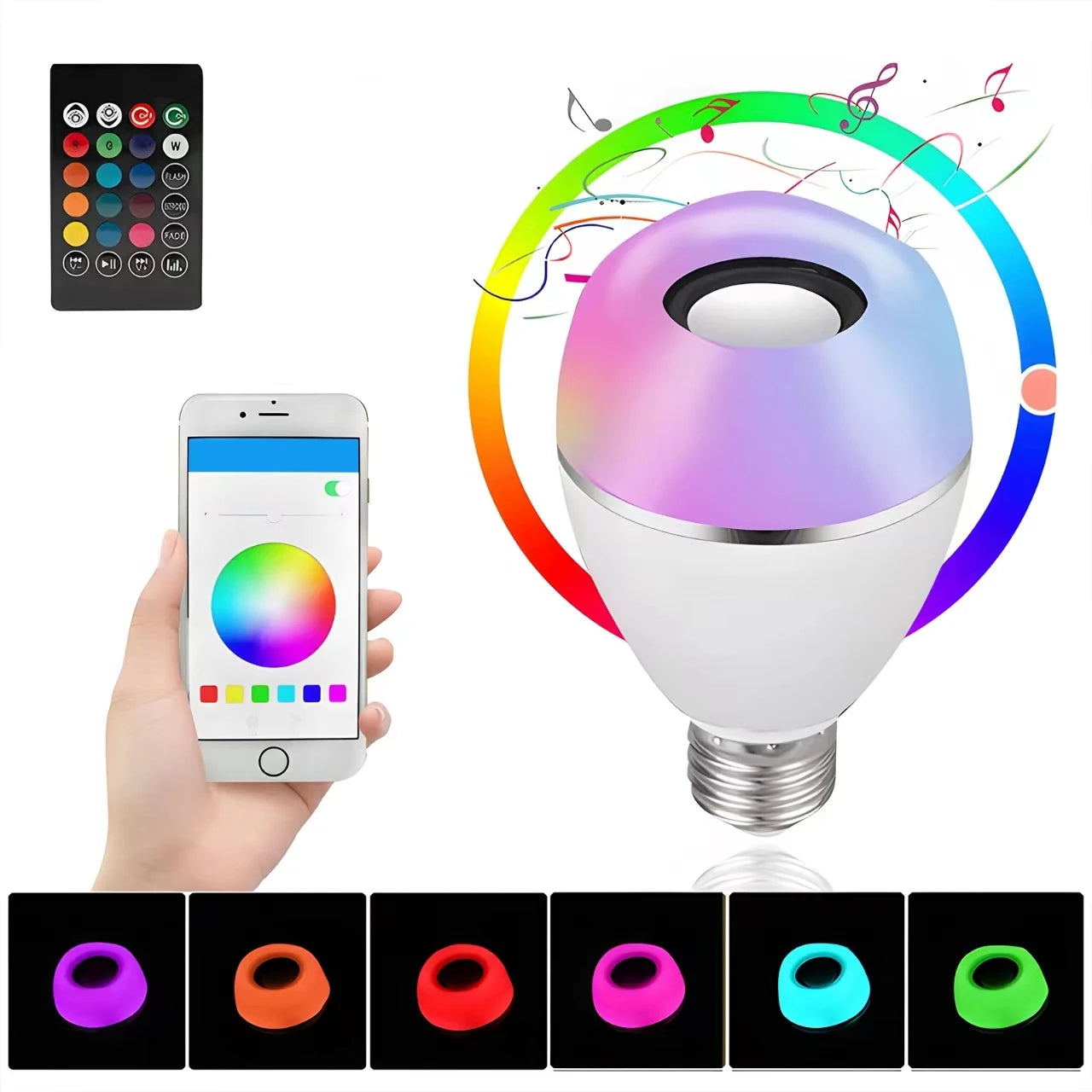 LED Music Light Bulb with Bluetooth Speaker and App Control - Home Smart Direct