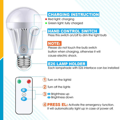 Rechargeable LED Magic Bulb with Remote Emergency Lamp - Home Smart Direct