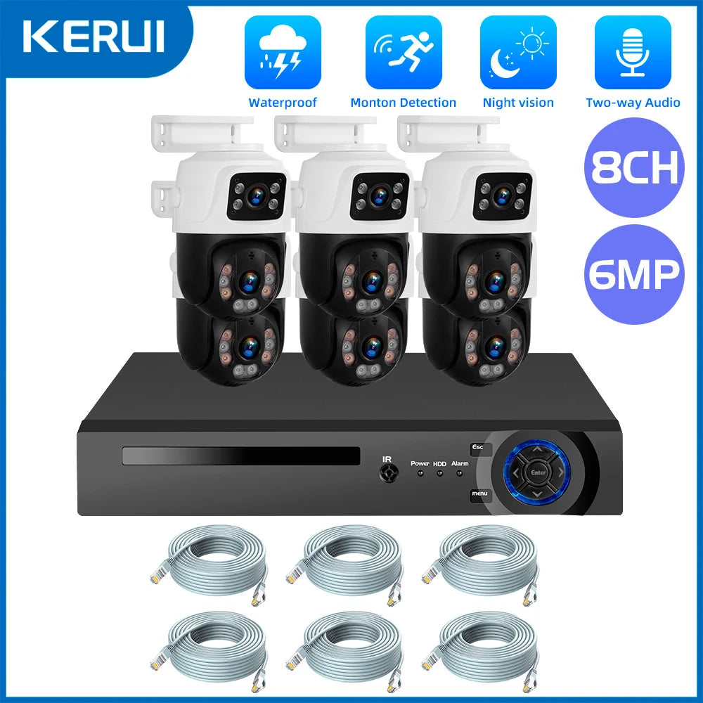 KERUI 2K 4MP 6MP HD POE Surveillance 8CH 16CH Camera System Dual Lens PTZ WIFI IP Home Security 8CH POE NVR Video H.265 CCTV Kit - Home Smart Direct