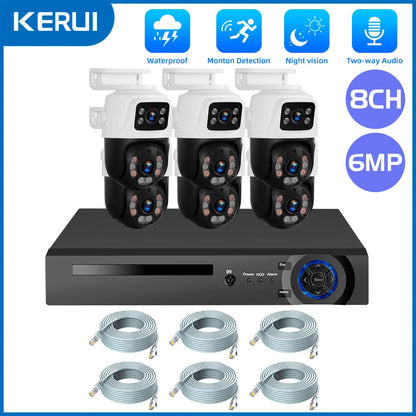 KERUI 2K 4MP 6MP HD POE Surveillance 8CH 16CH Camera System Dual Lens PTZ WIFI IP Home Security 8CH POE NVR Video H.265 CCTV Kit - Home Smart Direct