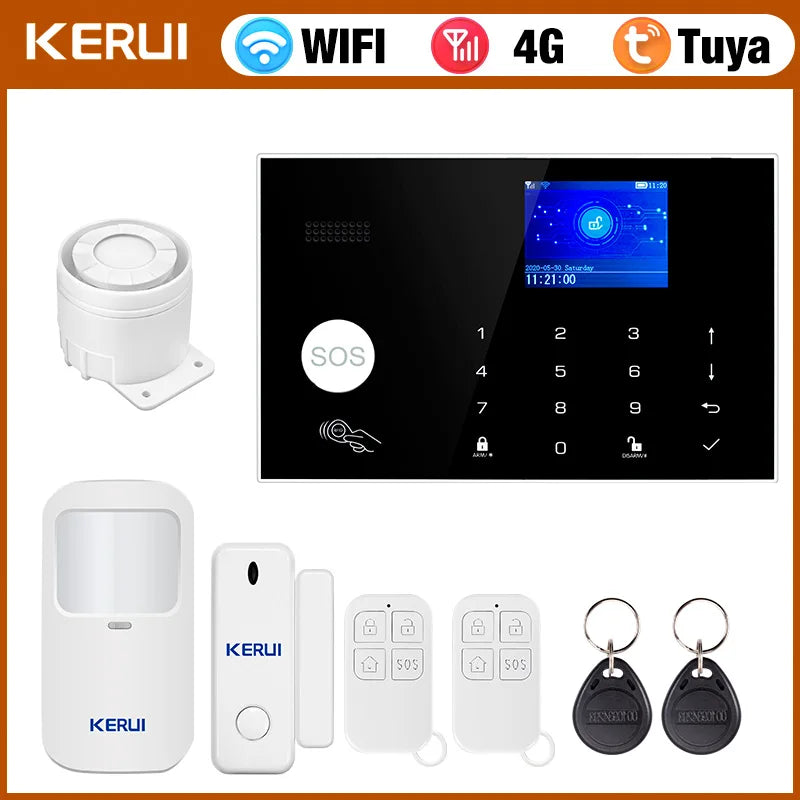 KERUI Tuya Smart Home Alarm System WiFi+4G with Touch Screen for Home Security Alarm /Home/Office/Garage Burglar PIR Sensor G34 - Home Smart Direct