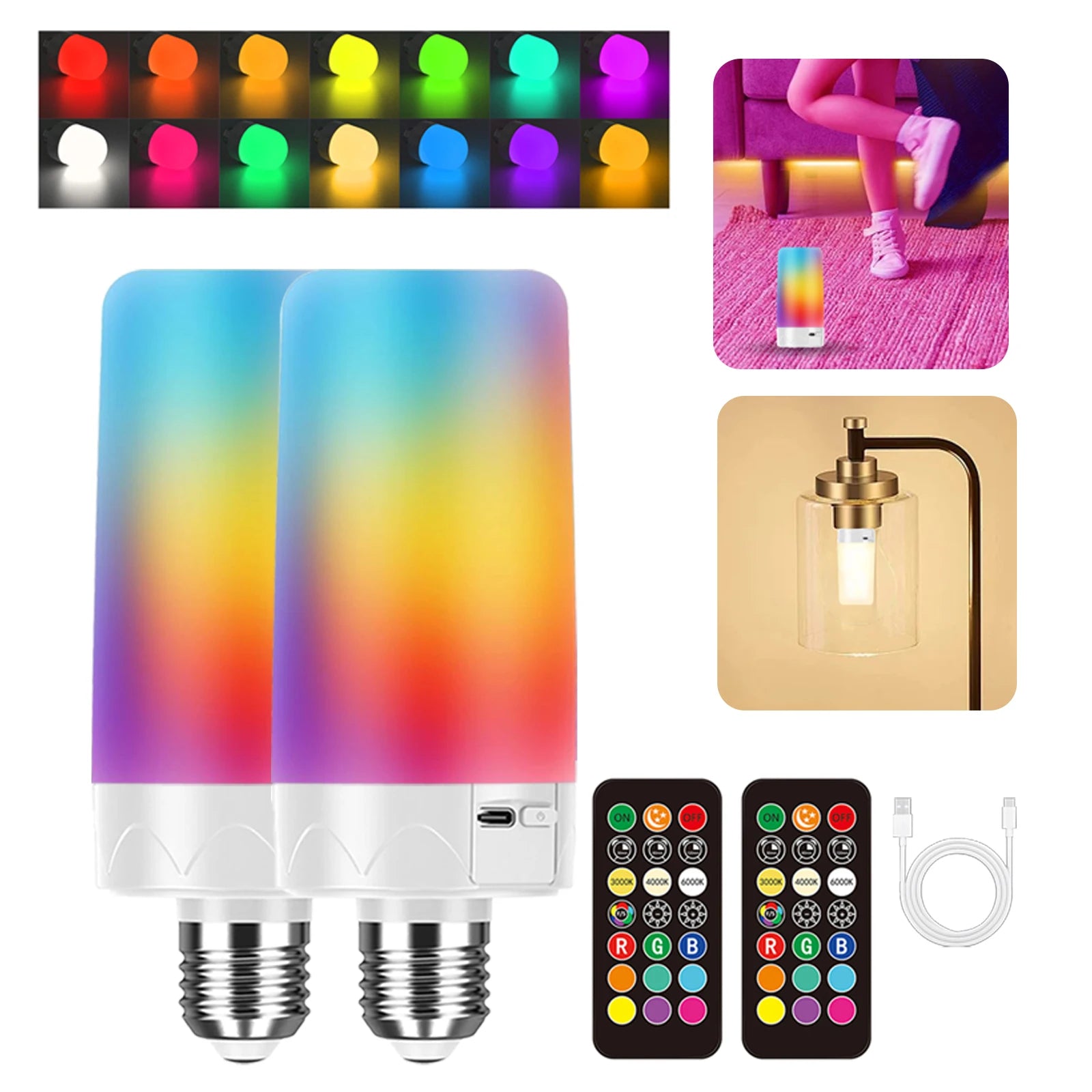 Rechargeable Emergency LED Bulb with Remote and RGB Colors - Home Smart Direct