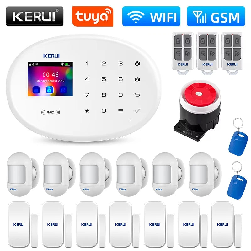 KERUI WIFI GSM Alarm System Kit W202 Home Security Protection Tuya Smart Support Alexa with Motion Detector Door Opening Sensor - Home Smart Direct