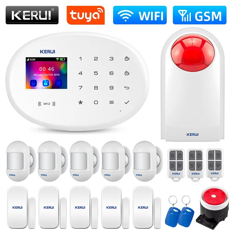 KERUI WIFI GSM Alarm System Kit W202 Home Security Protection Tuya Smart Support Alexa with Motion Detector Door Opening Sensor - Home Smart Direct