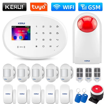 KERUI WIFI GSM Alarm System Kit W202 Home Security Protection Tuya Smart Support Alexa with Motion Detector Door Opening Sensor - Home Smart Direct