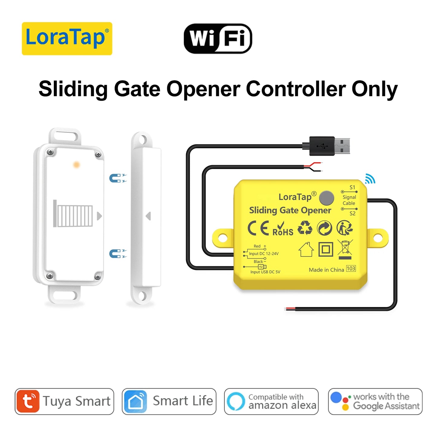 LoraTap Sliding Garage Door Opener Switch WiFi Motor Smart Life Google Home Electric Tuya Automation Slide Lock Controller - Home Smart Direct