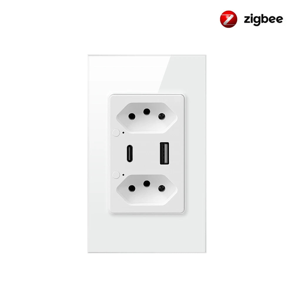 Smart Wall Socket with USB Fast Charging and Voice Control