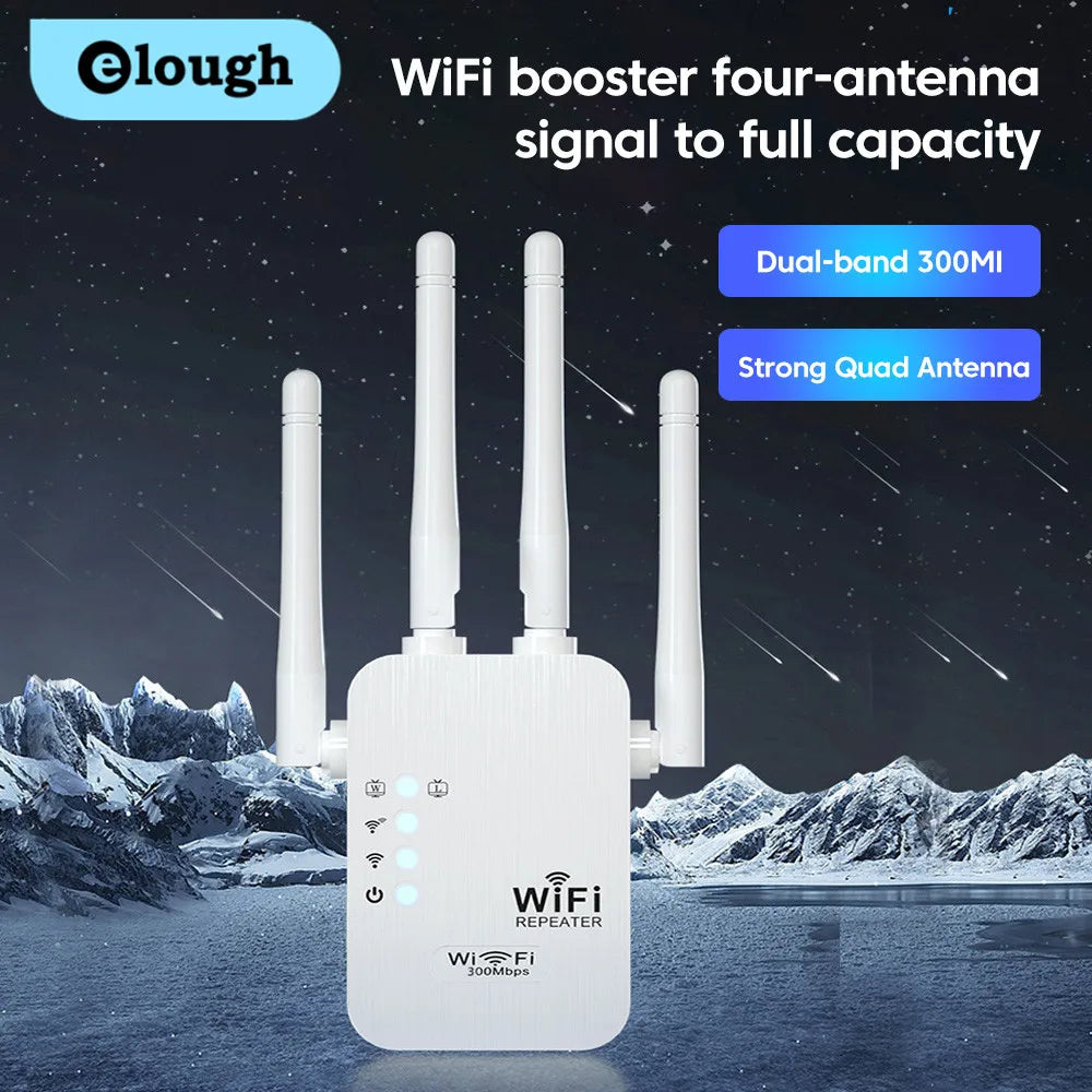 Dual Band 2.4G WiFi Repeater Wireless Signal Booster Extender with WPS
