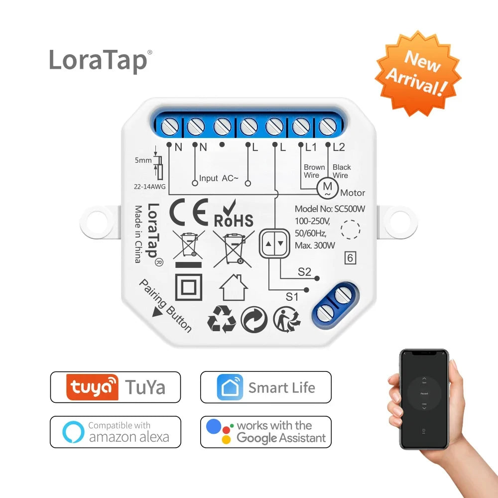 Tuya Smart Life WiFi Blind Curtain Switch Module for Rolling Shutter Google Home Alexa Voice Control App Timer DIY LoraTap - Home Smart Direct