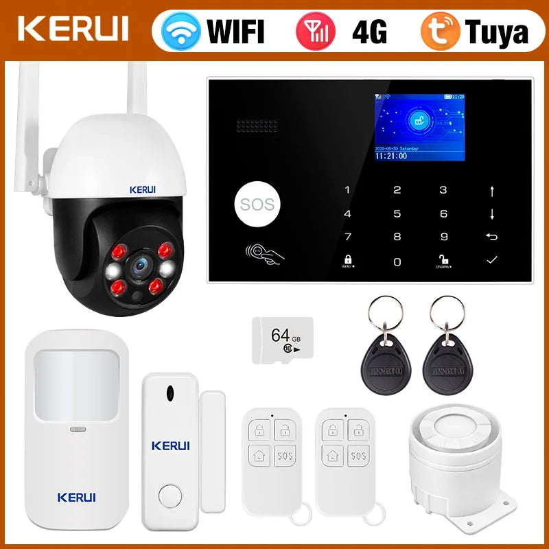 KERUI Tuya Smart Home Alarm System WiFi+4G with Touch Screen for Home Security Alarm /Home/Office/Garage Burglar PIR Sensor G34 - Home Smart Direct