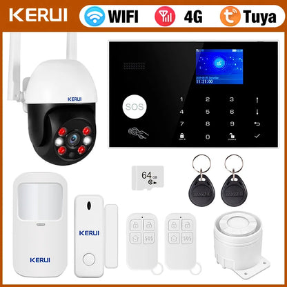 KERUI Tuya Smart Home Alarm System WiFi+4G with Touch Screen for Home Security Alarm /Home/Office/Garage Burglar PIR Sensor G34 - Home Smart Direct