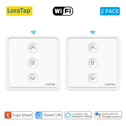 LoraTap Roller Shutter Curtains Blinds Push Button Switch Tuya Smart Life Electric Motor Engine Connected WiFi Alexa Google Home - Home Smart Direct