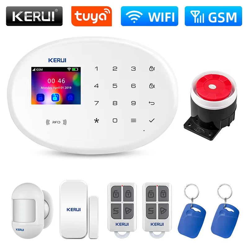 KERUI WIFI GSM Alarm System Kit W202 Home Security Protection Tuya Smart Support Alexa with Motion Detector Door Opening Sensor - Home Smart Direct