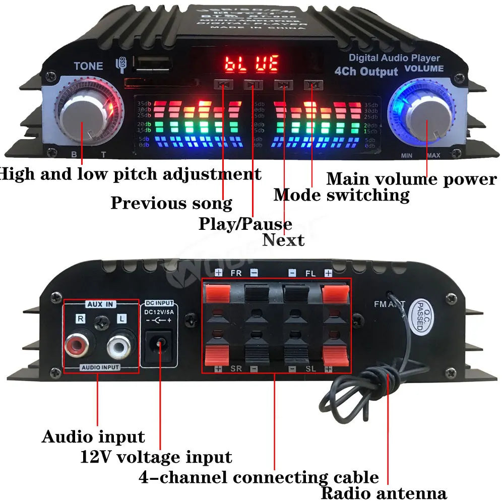 HiFi Audio Amplifier with Bluetooth Karaoke Player - Home Smart Direct