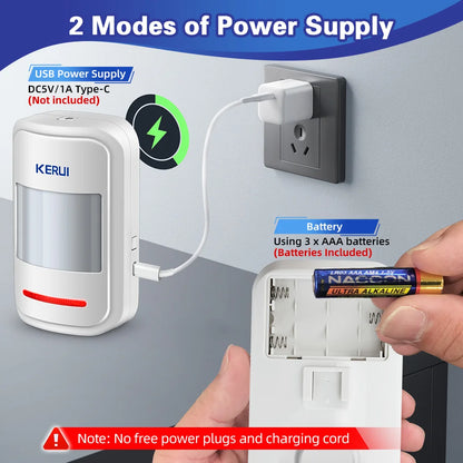 KERUI PIR Motion Alarm with Remote Wireless 433MHz Infrared Motion Sensor Detector Alarm/Doorbell Two Modes SOS for Elders Home - Home Smart Direct