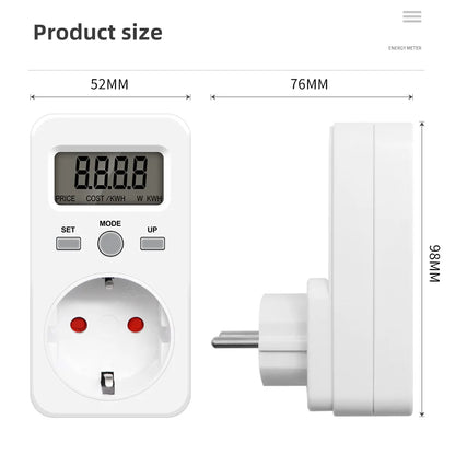 Digital Energy Meter Wattmeter Socket Voltage Power Consumption Monitor