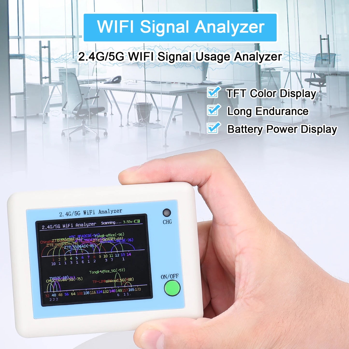 WiFi Signal Scanner with Color Display for Network Analysis